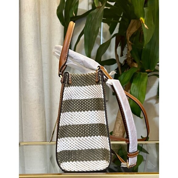 👛 NWT!!! AUTHENTIC TORY BURCH BLAKE STRIPED CANVAS TOTE 👛 - Picture 5 of 12